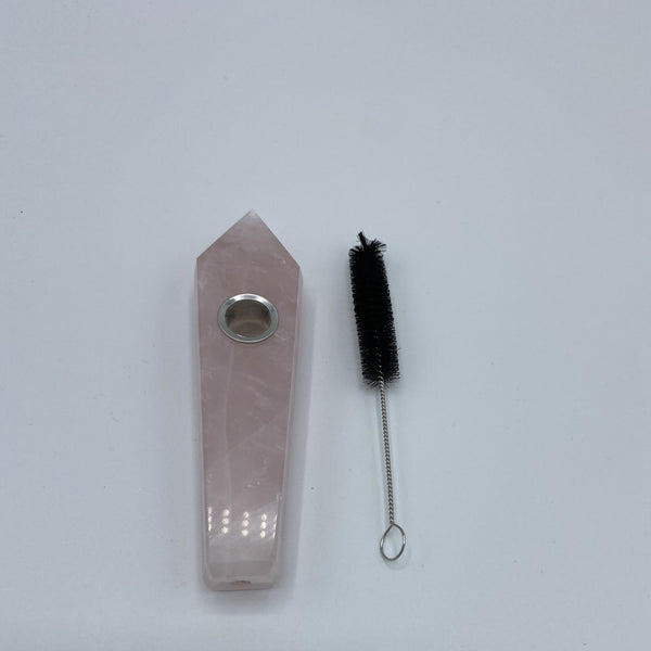 Rose quartz smoking pipe